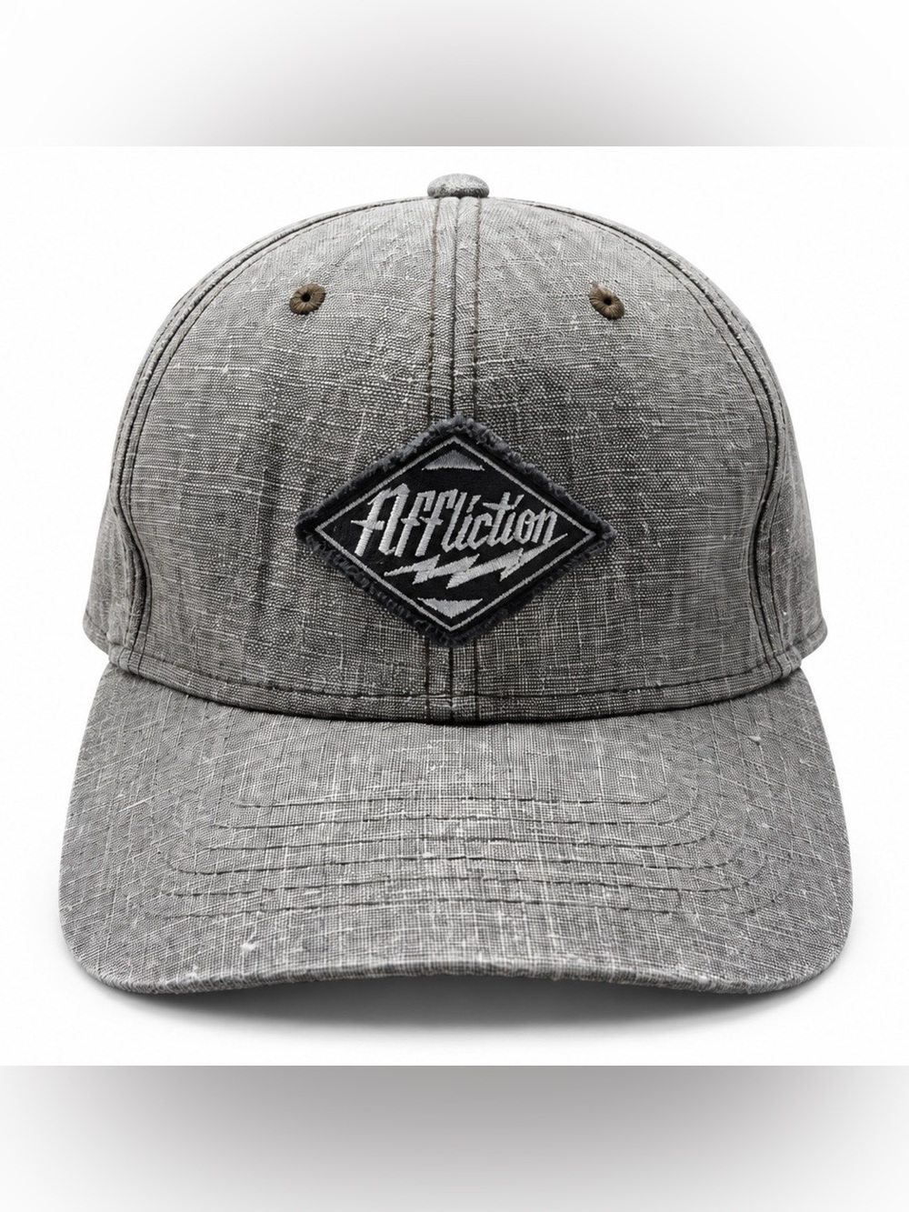Affliction Gray Textured Snapback Hat Black Diamond Logo Patch Adjustable